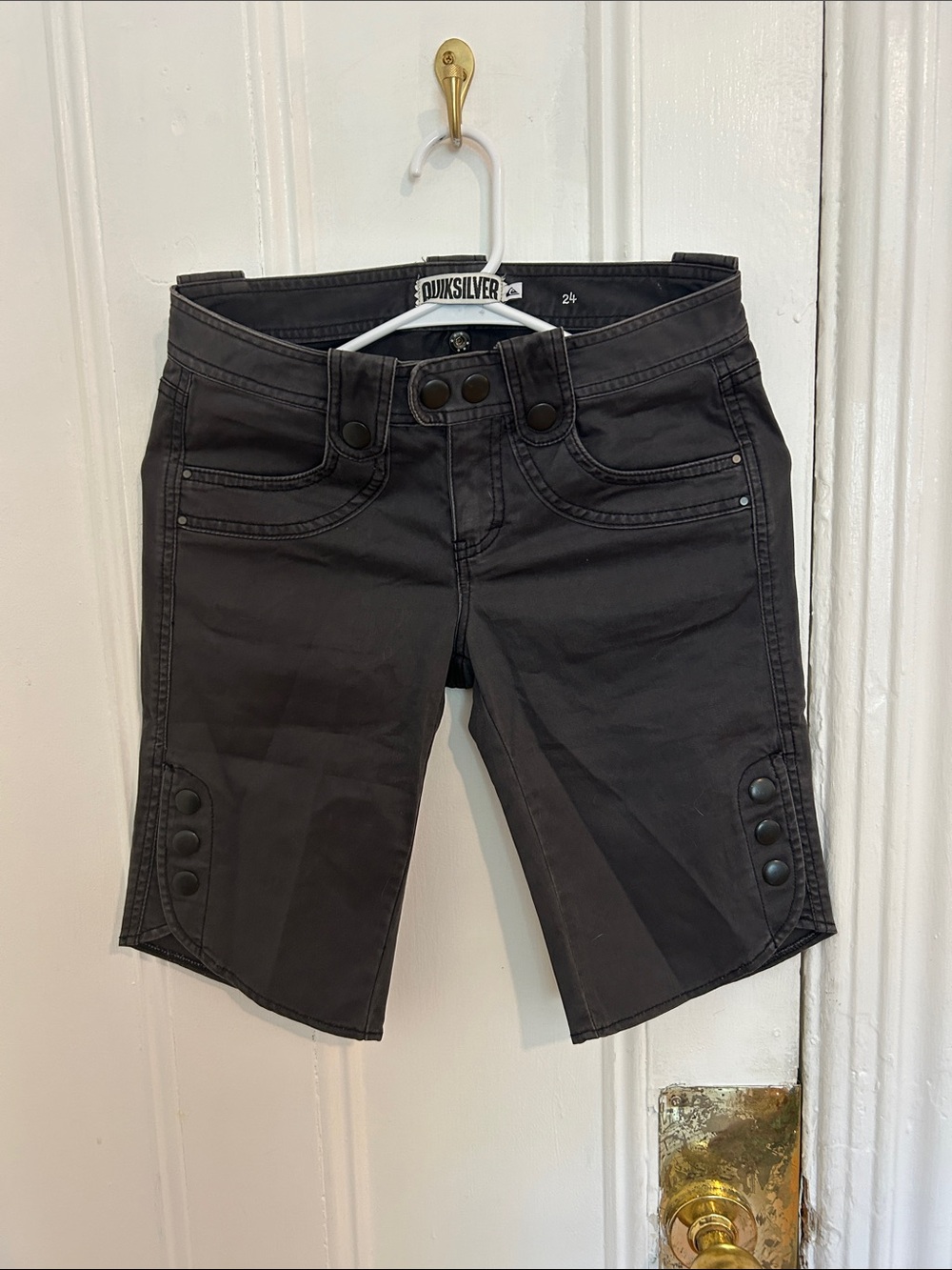 Quiksilver Black Mid-Length Button-Detail Shorts